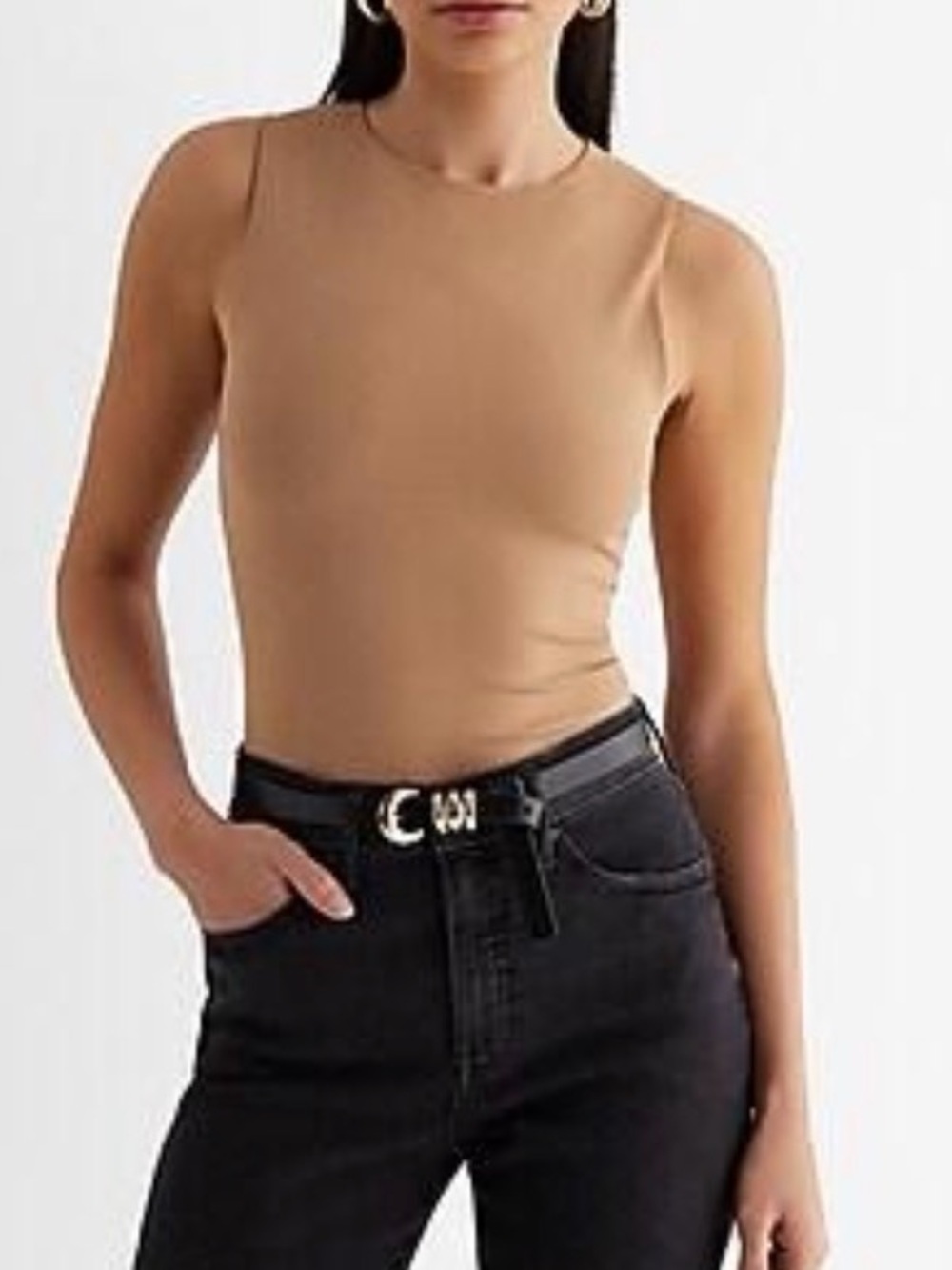 Express Body Contour Camel Tan Crew Neck Tank Top XS